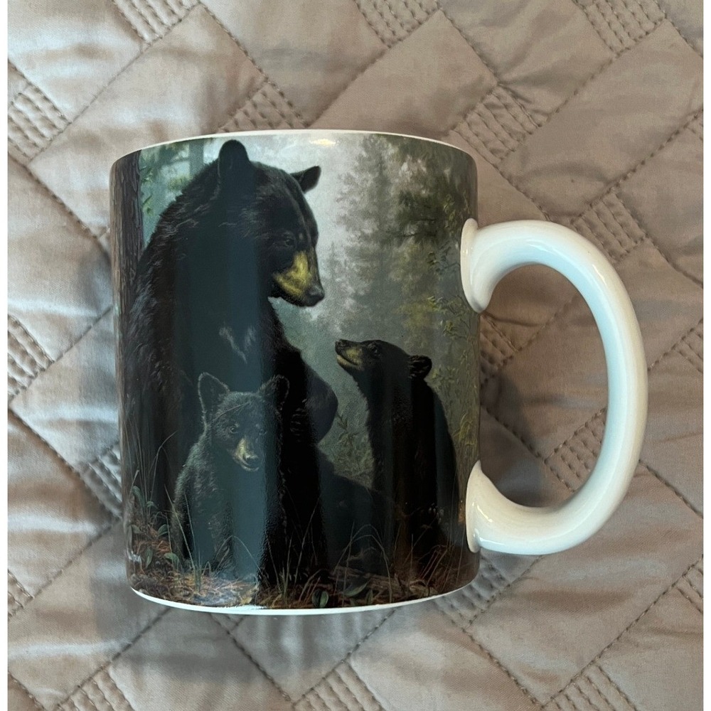 Hautman Brothers Black Bear Family Coffee Mug James Hautman Wildlife Nature 12oz